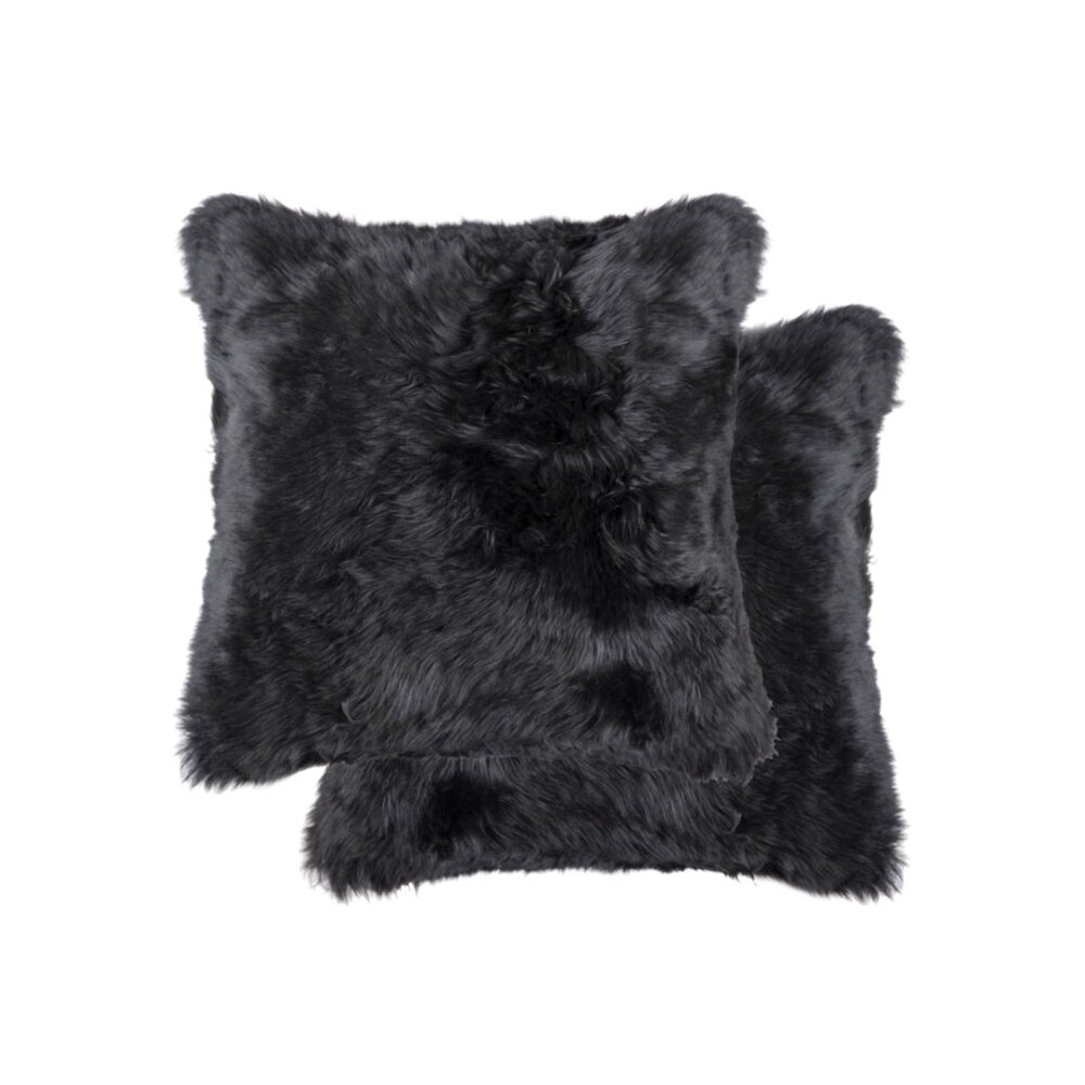 Natural Home Decor New Zealand Sheepskin Pillow | 2-Piece | Black | 18"x18"